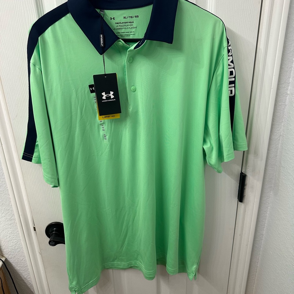 Under Armour Men's Mint and Navy Polo Shirt